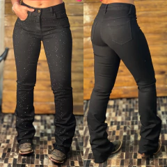 CALÇA COUNTRY E CIA BOOT CUT PRETA COM BRILHO - 4204