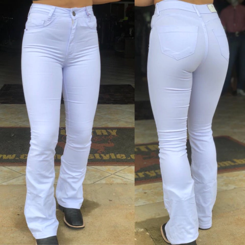 CALÇA FEMININA BRANCA MELANGE FLARE 1056