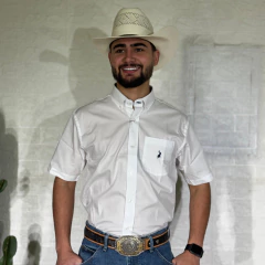Camisa Austin Western Masc MC Slin Lisa - Branca / Marinho - comprar online