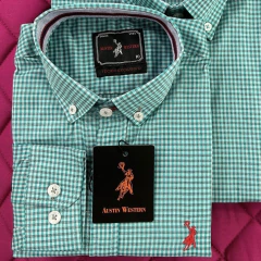 CAMISA AUSTIN WESTERN INF UNISSEX ML - TURQUESA