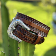 CINTO MASTER INFANTIL COURO TRABALHADO ARAME DUPLO