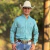 CAMISA AUSTIN WESTERN MASC SLIN ML - TURQUESA