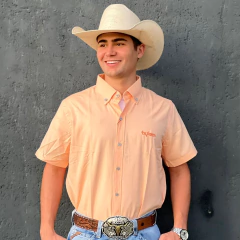 CAMISA TEXAS FARM MASC LISA LARANJA PESSEGO - CAC620