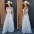 Vestido Longo Rosa Lilas Branco - Sol