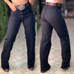 CALÇA ISA EVIDENCE WIDE LEG PRETA COM BRILHO - 2645