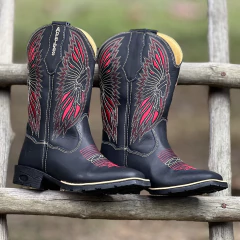 Bota Texana Apallas Couro Legitimo Cocar Preta - comprar online