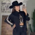 Conjunto Top e Camisa Luara Preta com Bordado Natural - 8525 na internet