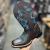 BOTA TEXANA FLOR RAMOS AZUL CLARO - CAFÉ