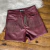 Shorts Unicorn Em Couro Pu Com Franjas e Strass Vinho - 9505 - comprar online