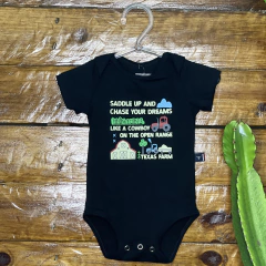 BODY BABY TEXAS FARM M/C PRETO - BM007