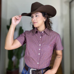 Camisete Os Vaqueiros Fem MC Xadrez Salmão / Azul - comprar online