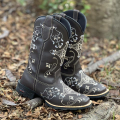 BOTA TEXANA TEX TEAM FLOR LÓTUS - CAFÉ