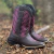 BOTA TEXANA FEMININA QUADRANGULAR - CAFÉ / PINK