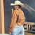 Jaqueta Cropped Unicorn em Suede Camel com Taxas - 9495 na internet