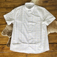 Camisa Sibra Masculina Manga Curta Xadrez Branco / Azul - 4313r - comprar online