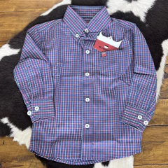 Camisa Os Vaqueiros Infantil ML Xadrez Azul Marinho / Rosa - comprar online