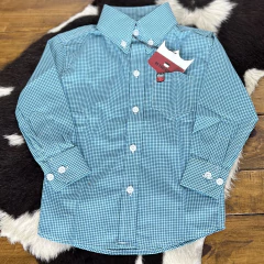 Camisa Os Vaqueiros Infantil ML Xadrez Azul Claro / Preto - comprar online
