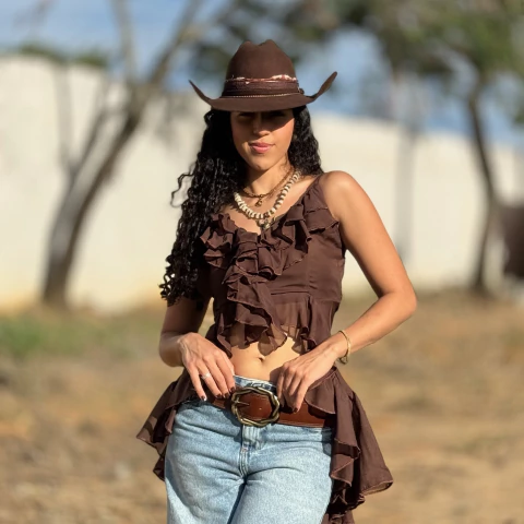 Bata Britany Ml Com Babados Marrom