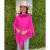 PONCHO FEMININO GOLA EM PELO - PINK