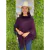 PONCHO FEMININO GOLA EM PELO - UVA
