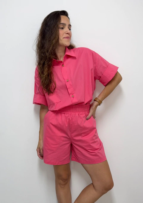 Bermuda de Tricoline Rosa Pink - comprar online