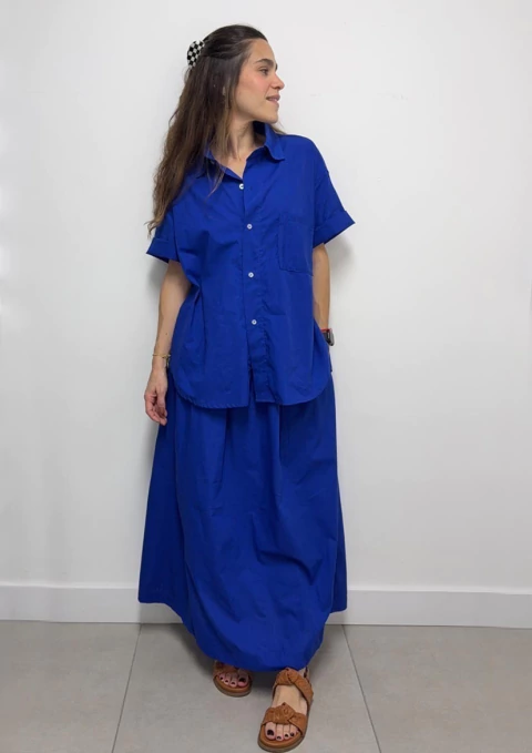 Camisa Oversized de Manga Azul Cobalto - comprar online