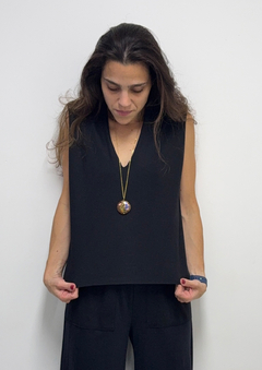 Colete De Malha Penteada Preto - comprar online
