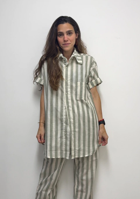 Camisa Listrada Verde - comprar online