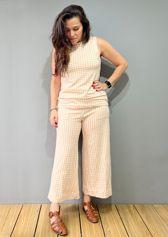 Calça Pantacourt Vichy Marrom - comprar online
