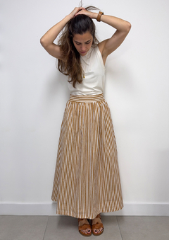 Saia de Tecido Listrado Nude - comprar online