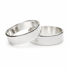 PAR DE ALIANZAS CINTA 5MM PLATA 925