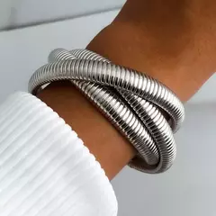 PULSERA TRIPLE CAN PLATEADA - comprar online