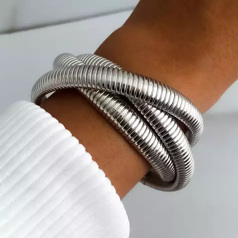 PULSERA TRIPLE CAN PLATEADA - comprar online
