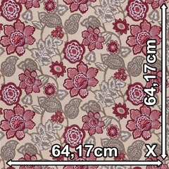 TECIDO IMPERMEÁVEL ASTURIAS 109 FLORAL BEGE VERMELHO - loja online