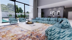 TECIDO IMPERMEÁVEL ASTURIAS 116 TEXTURA MARINHO AZUL - comprar online