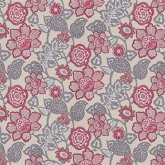 TECIDO IMPERMEÁVEL ASTURIAS 128 FLOR FOLHAS CINZA CREME