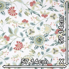 TECIDO IMPERMEÁVEL ASTURIAS 146 FLOR FOLHAS VERDE CRU - loja online