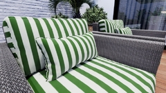 TECIDO IMPERMEÁVEL ÁREA EXTERNA ACQUA SUMMER 415 LISTADO BRANCO E VERDE na internet