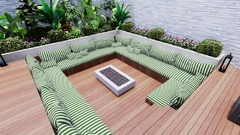 TECIDO IMPERMEÁVEL ÁREA EXTERNA ACQUA SUMMER 415 LISTADO BRANCO E VERDE - Tecidos Casa Cumer