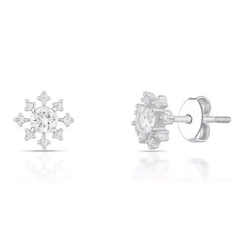 Brinco cravejado redondo crital - Prata 925 - comprar online