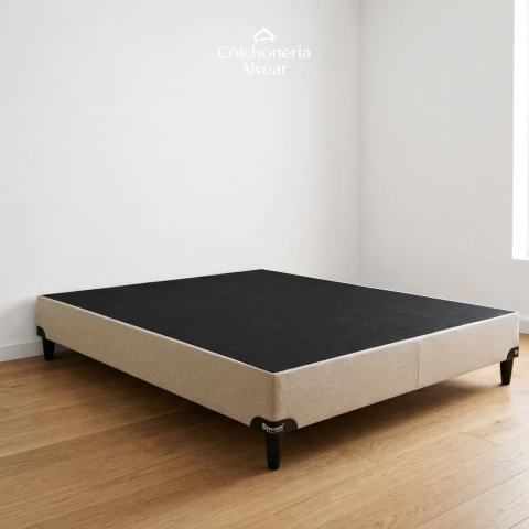 Base Sommier 2 plazas Ecocuero Texturado Beige - comprar online