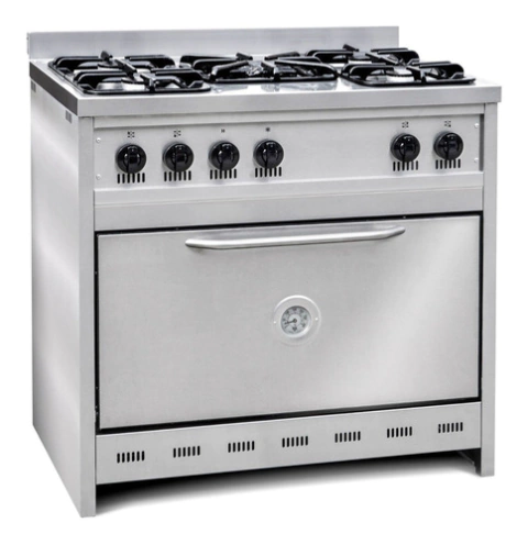 Cocina Corbelli Semi-industrial Cf-90 Multigas 5 Hornallas Plateada Puerta Ciega