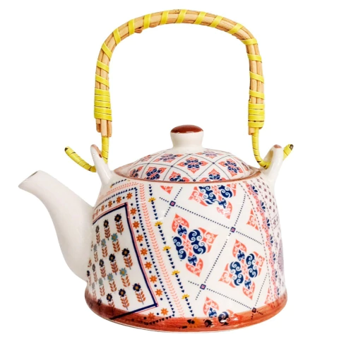 Tetera de Cerámica Mándalas diseños varios rojo-azul 900 ml