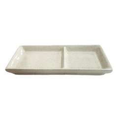 Plato de Cerámica con División Beige Jaspeado - 21,5 x 11 cm