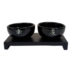 Recipiente Doble 8 cm Kiotto con Base de Madera - GOCHISO MAYORISTA