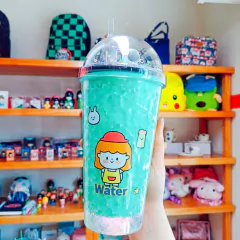 Vaso Acrilico Glitter Niña Water 450 ml - VARIOS COLORES - GOCHISO MAYORISTA