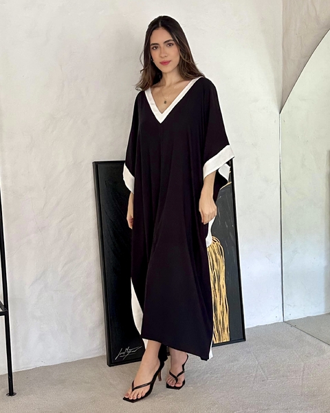 KAFTAN EMILIA BICOLOR PRETO & BRANCO