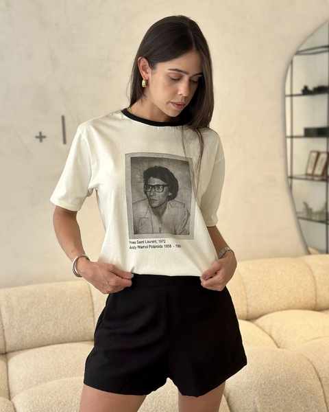 T-SHIRT YVES BICOLOR OFF & PRETO