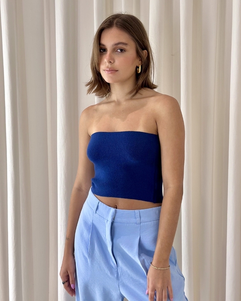TOP FAIXA AZUL TRICOT
