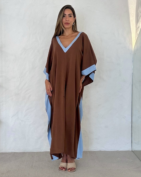 KAFTAN EMILIA BICOLOR MARROM & AZUL